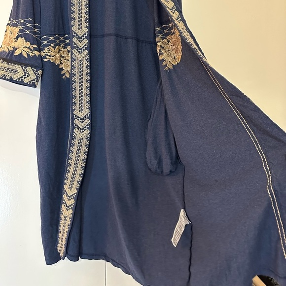 Paparazzi Women Cardigan Small Blue Cream Open Front Embroidered Western Boho - Picture 4 of 9